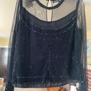 Black sequins special occasion blouse for special occasion .